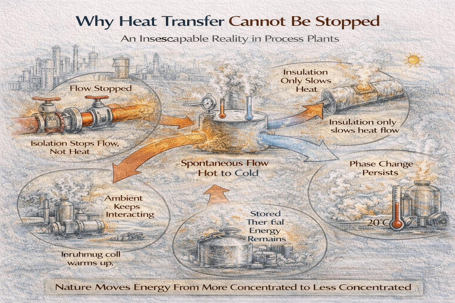 why heat transfer cannot be stopped in process plant equipment