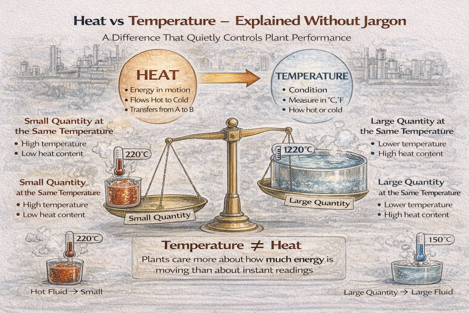 heat vs temperature difference in process engineering