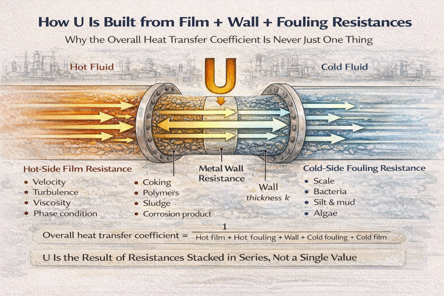 thermal resistance layers forming overall heat transfer coefficient U