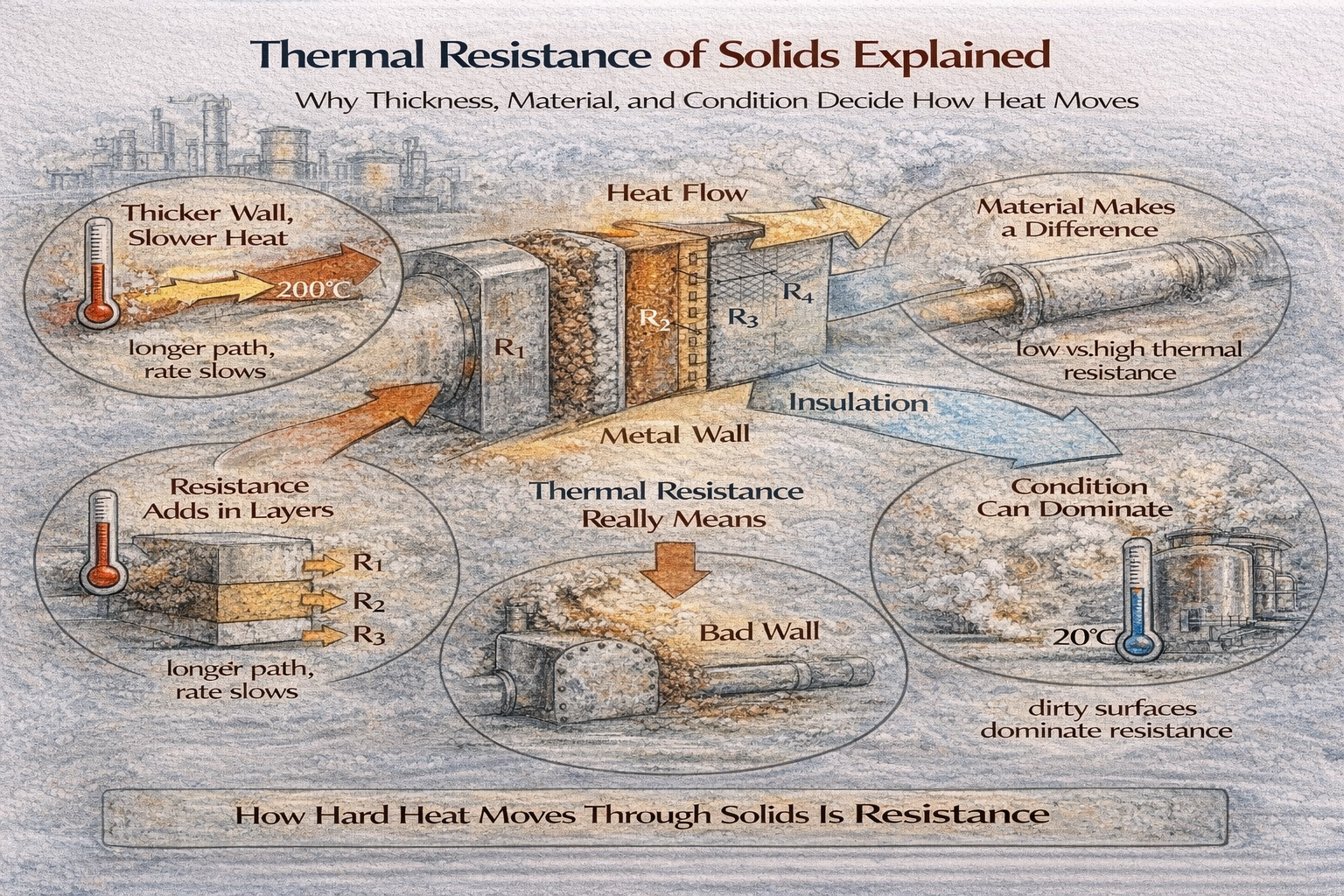 thermal resistance of solids in vessel walls and heat exchanger tubes