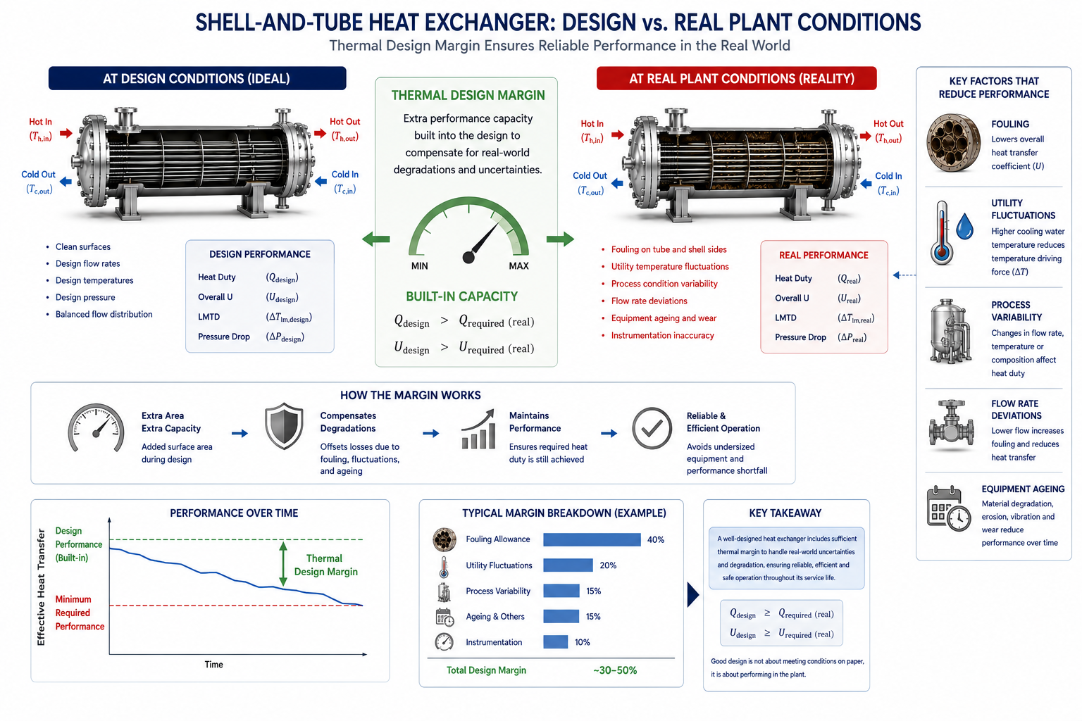 Heat exchanger thermal design margin balancing operating flexibility and lifecycle cost