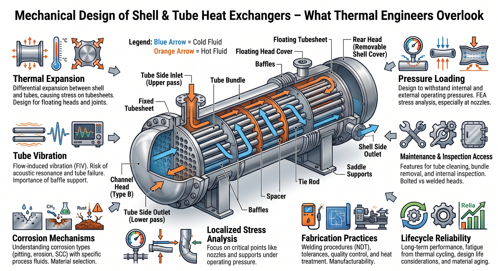 Major mechanical components of shell-and-tube heat exchangers