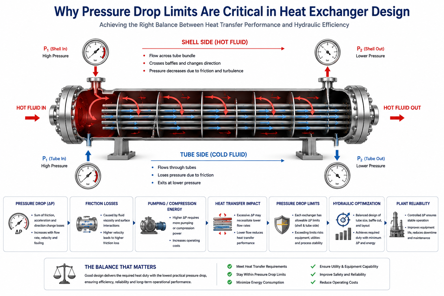 Allowable pressure drop limits in shell-and-tube heat exchanger design